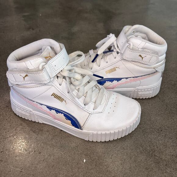 PUMA Carina 2.0 Mid High top white sneakers Youth Girls size 4 shoes - Picture 9 of 9